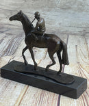 Miniature Jockey on Horse Bronze Sculpture 6" x 6"