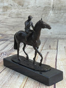 Miniature Jockey on Horse Bronze Sculpture 6" x 6"