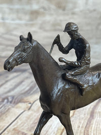 Miniature Jockey on Horse Bronze Sculpture 6" x 6"