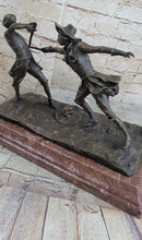 Fencing Duel Swordsmen Bronze Sculpture Rose Marble Base