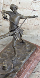 Fencing Duel Swordsmen Bronze Sculpture Rose Marble Base