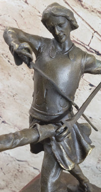 Fencing Duel Swordsmen Bronze Sculpture Rose Marble Base