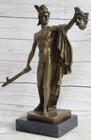 Perseus Holding Medusa Head Bronze Sculpture 15" x 12"