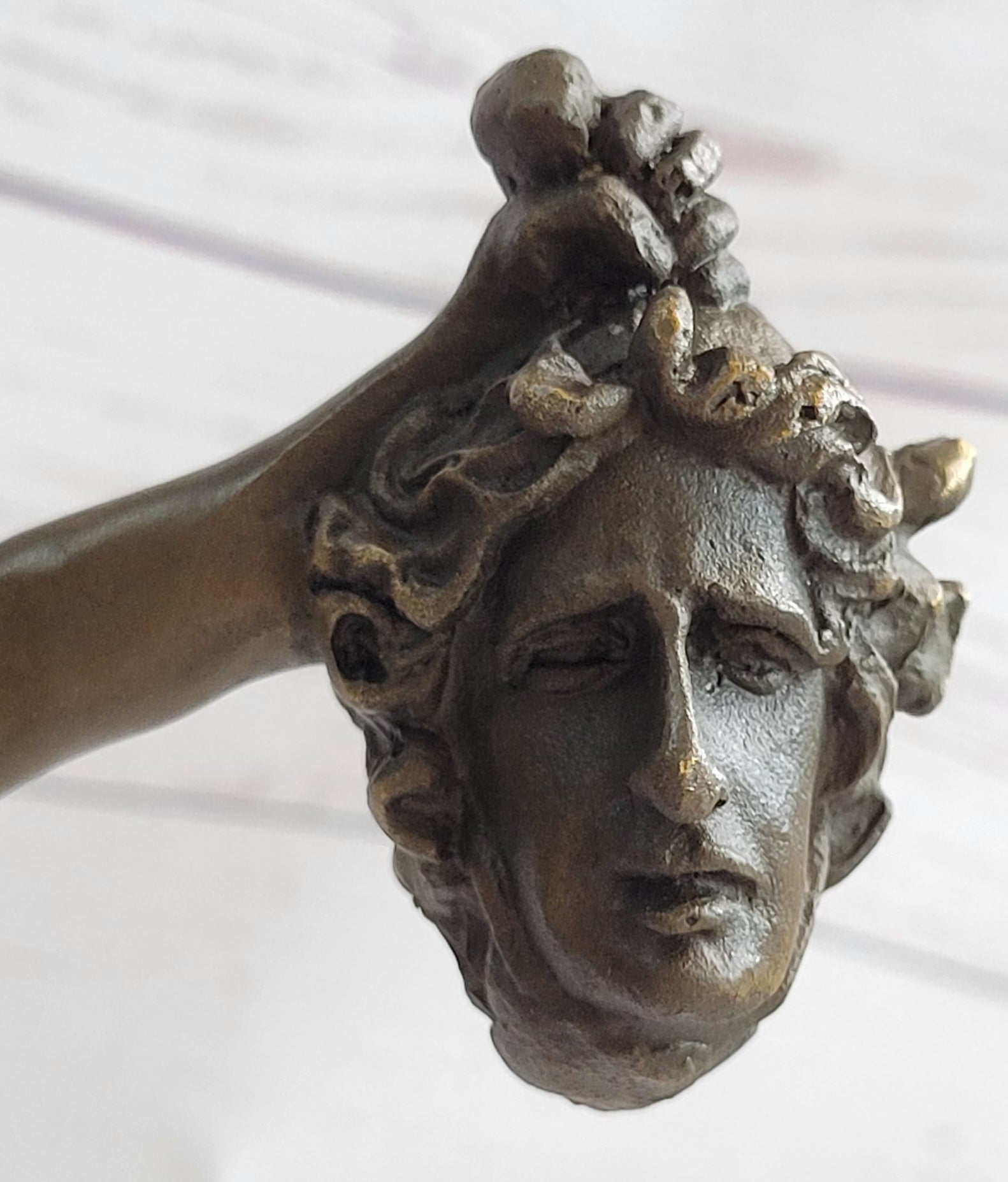 Perseus Holding Medusa Head Bronze Sculpture 15" x 12"