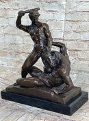 Signed Theseus Slaying The Minotaur Bronze Art Sculpture