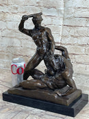 Signed Theseus Slaying The Minotaur Bronze Art Sculpture