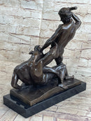 Signed Theseus Slaying The Minotaur Bronze Art Sculpture