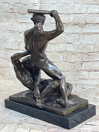 Signed Theseus Slaying The Minotaur Bronze Art Sculpture