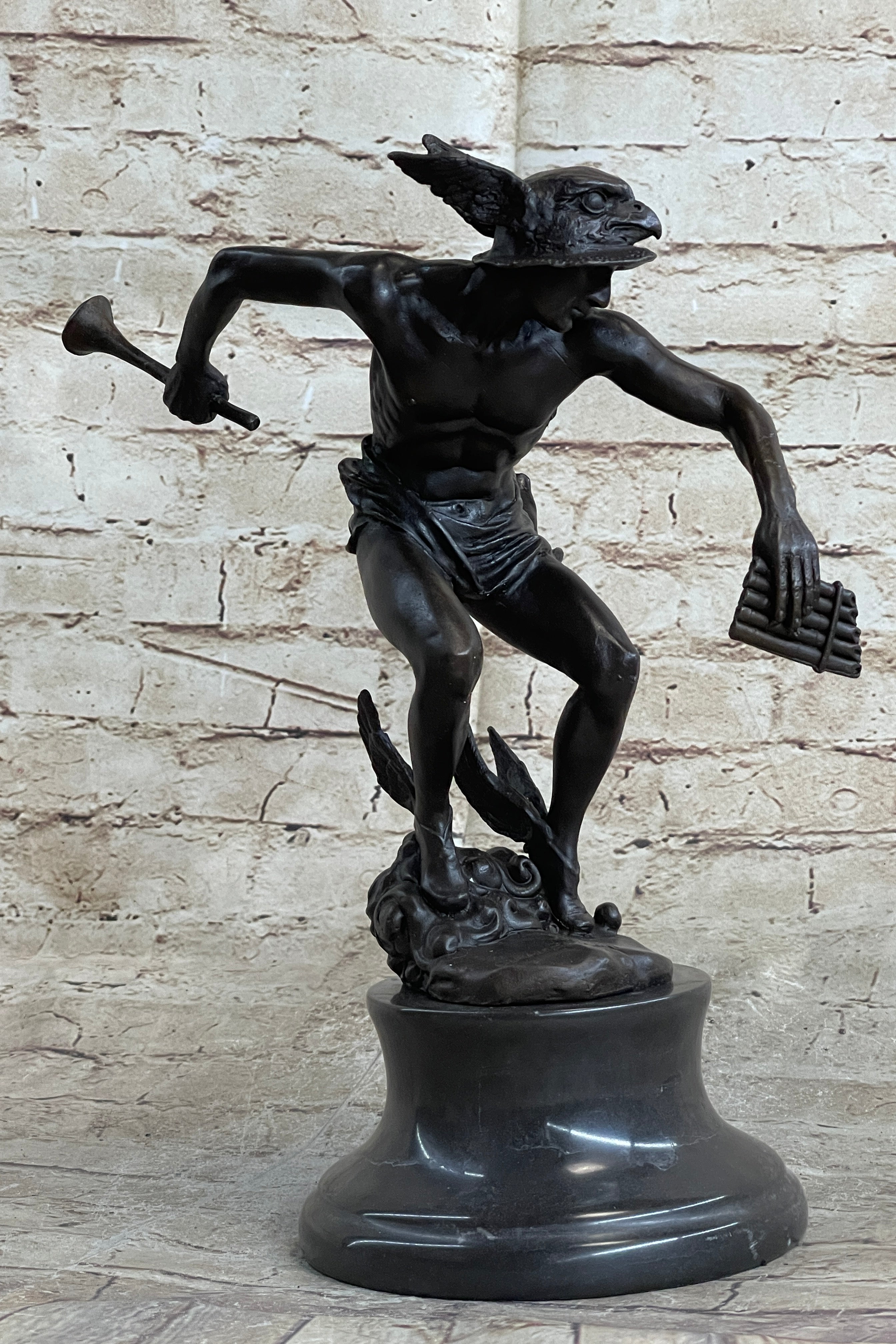 Mercury Hermes Giambologna Bronze Sculpture 11.5" x 12"
