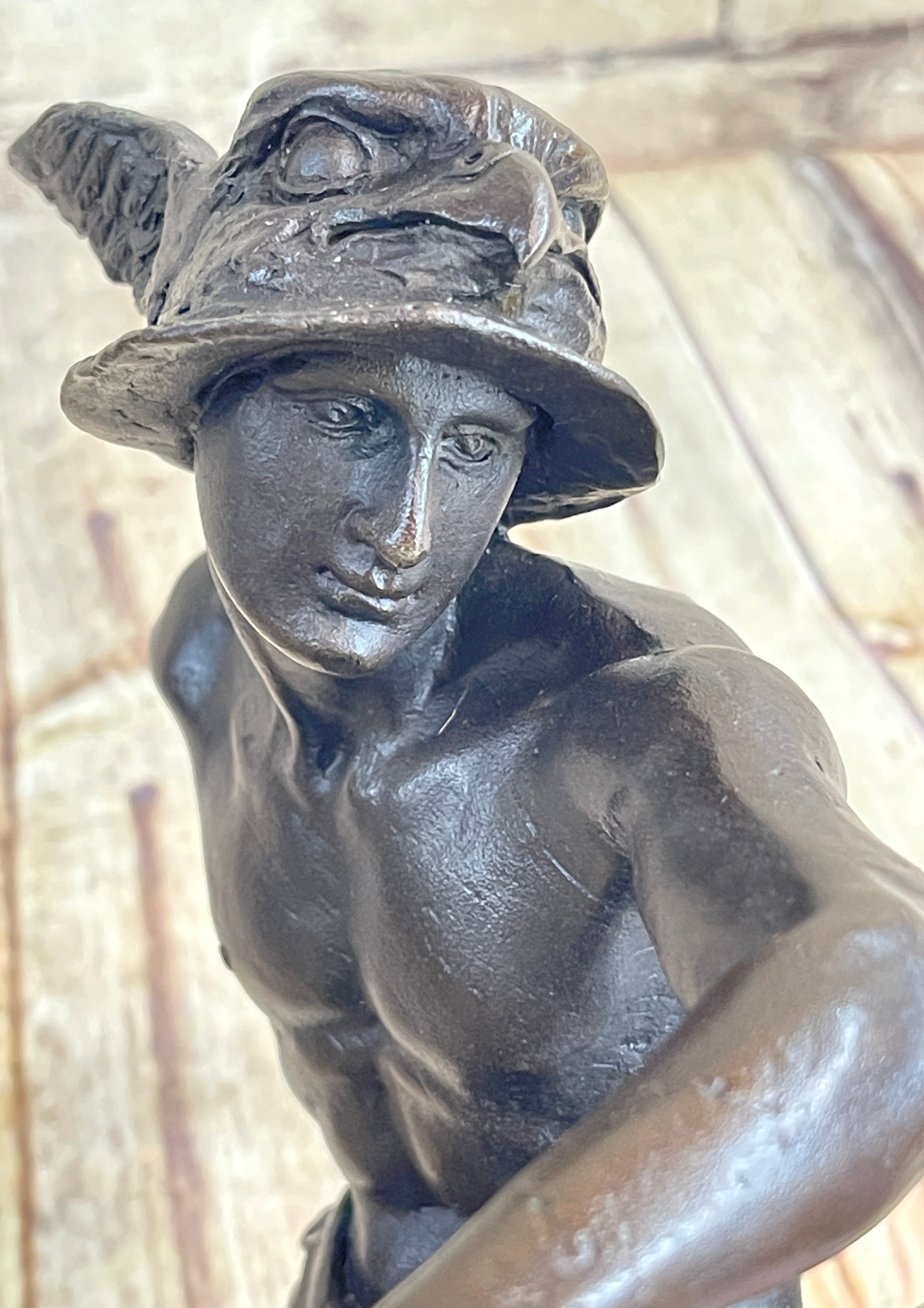 Mercury Hermes Giambologna Bronze Sculpture 11.5" x 12"