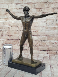 Poseidon Neptune Greek Roman God Nude Bronze Figure Sculpture Statue by Praxiteles