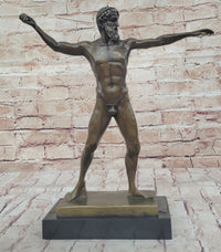 Poseidon Neptune Greek Roman God Nude Bronze Figure Sculpture Statue by Praxiteles