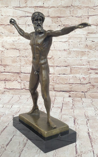 Poseidon Neptune Greek Roman God Nude Bronze Figure Sculpture Statue by Praxiteles