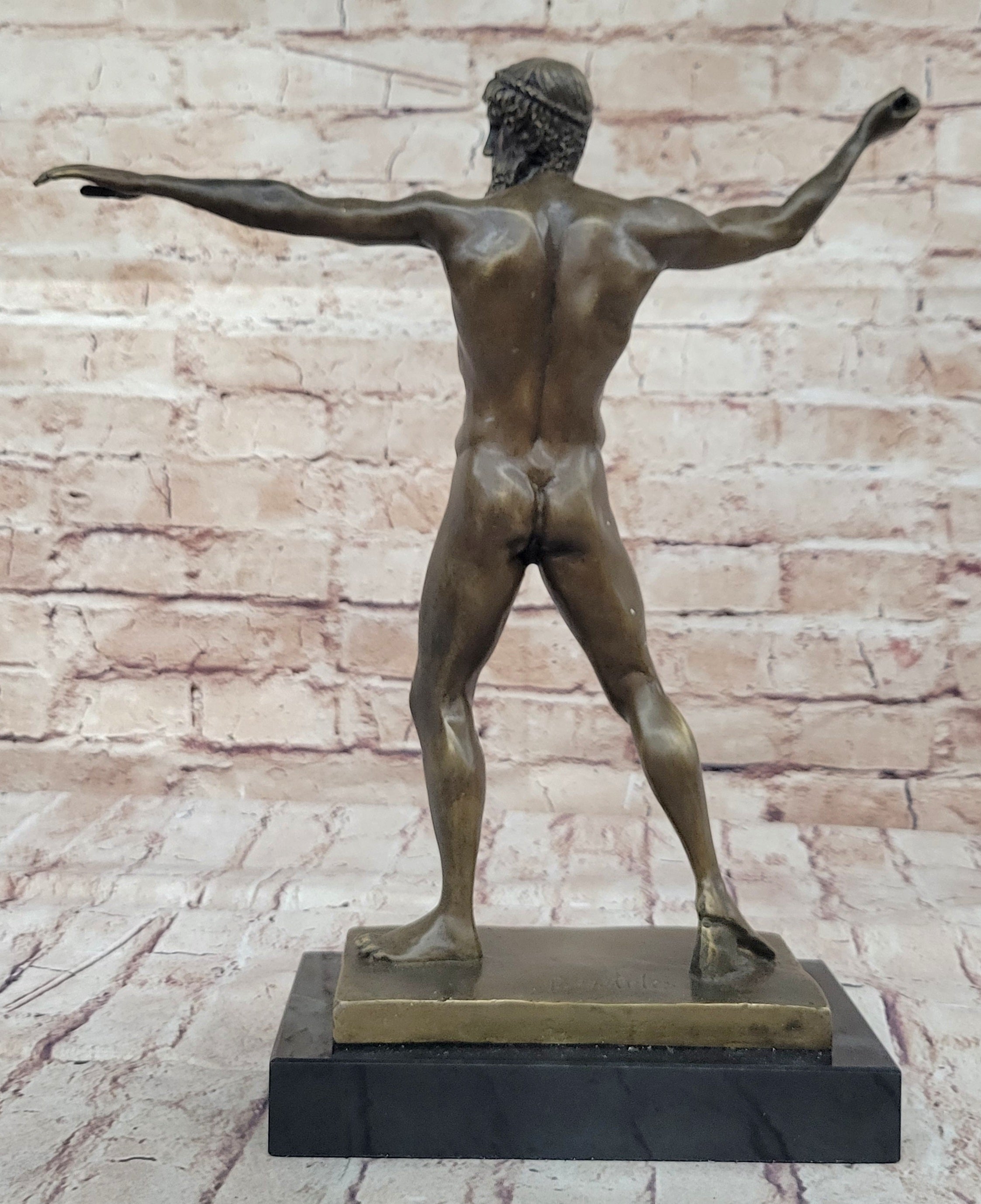 Poseidon Neptune Greek Roman God Nude Bronze Figure Sculpture Statue by Praxiteles