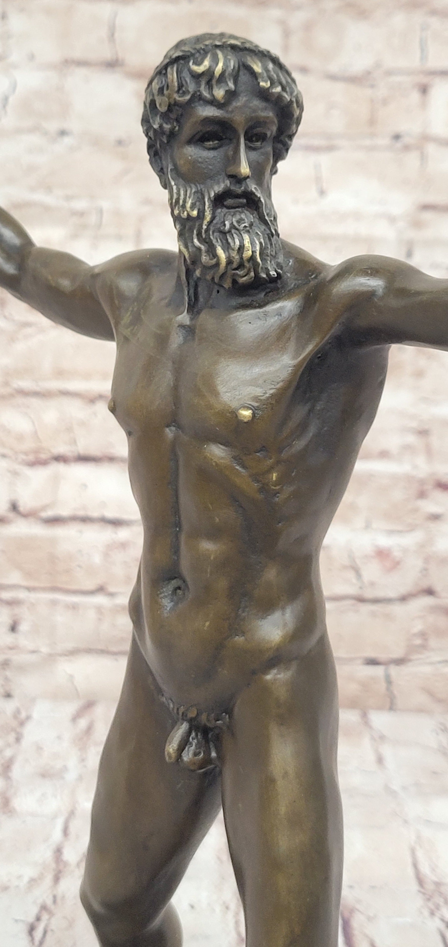 Poseidon Neptune Greek Roman God Nude Bronze Figure Sculpture Statue by Praxiteles