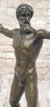 Poseidon Neptune Greek Roman God Nude Bronze Figure Sculpture Statue by Praxiteles