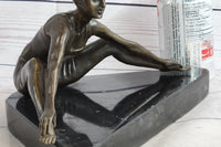 Yoga Athlete Young Woman Stretching Bronze Sculpture 7" x 11"