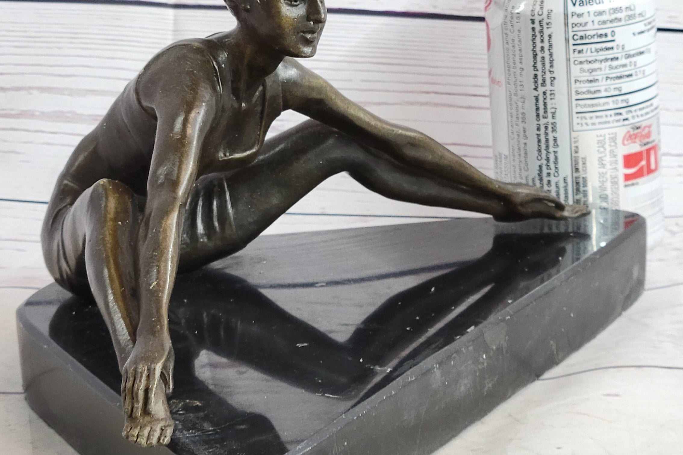 Yoga Athlete Young Woman Stretching Bronze Sculpture 7" x 11"