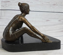 Yoga Athlete Young Woman Stretching Bronze Sculpture 7" x 11"