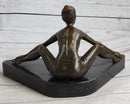 Yoga Athlete Young Woman Stretching Bronze Sculpture 7" x 11"