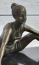 Yoga Athlete Young Woman Stretching Bronze Sculpture 7" x 11"