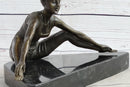 Yoga Athlete Young Woman Stretching Bronze Sculpture 7" x 11"