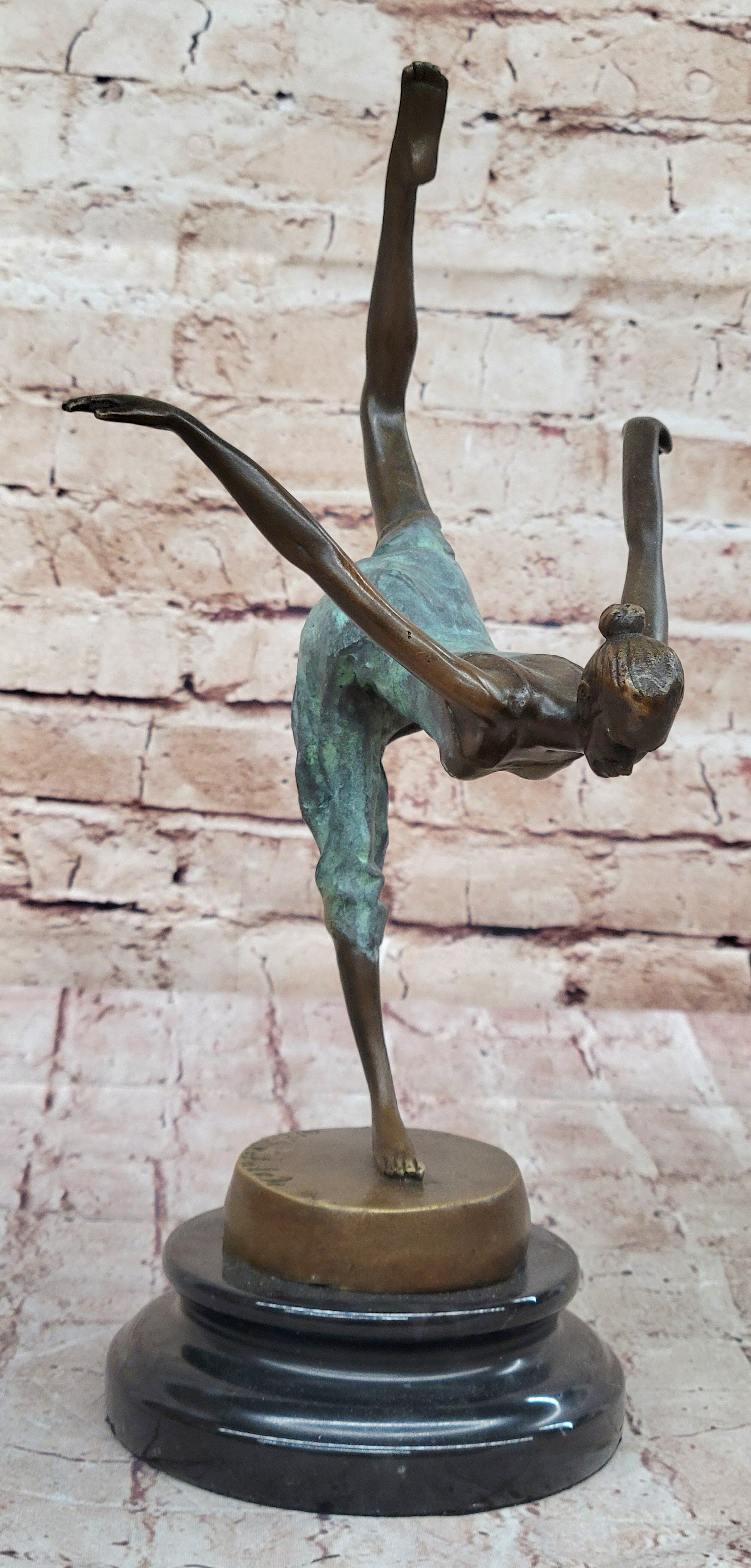 Hot Cast Bronze Dancer Girl w/ Green Patina - Aldo Vitaleh