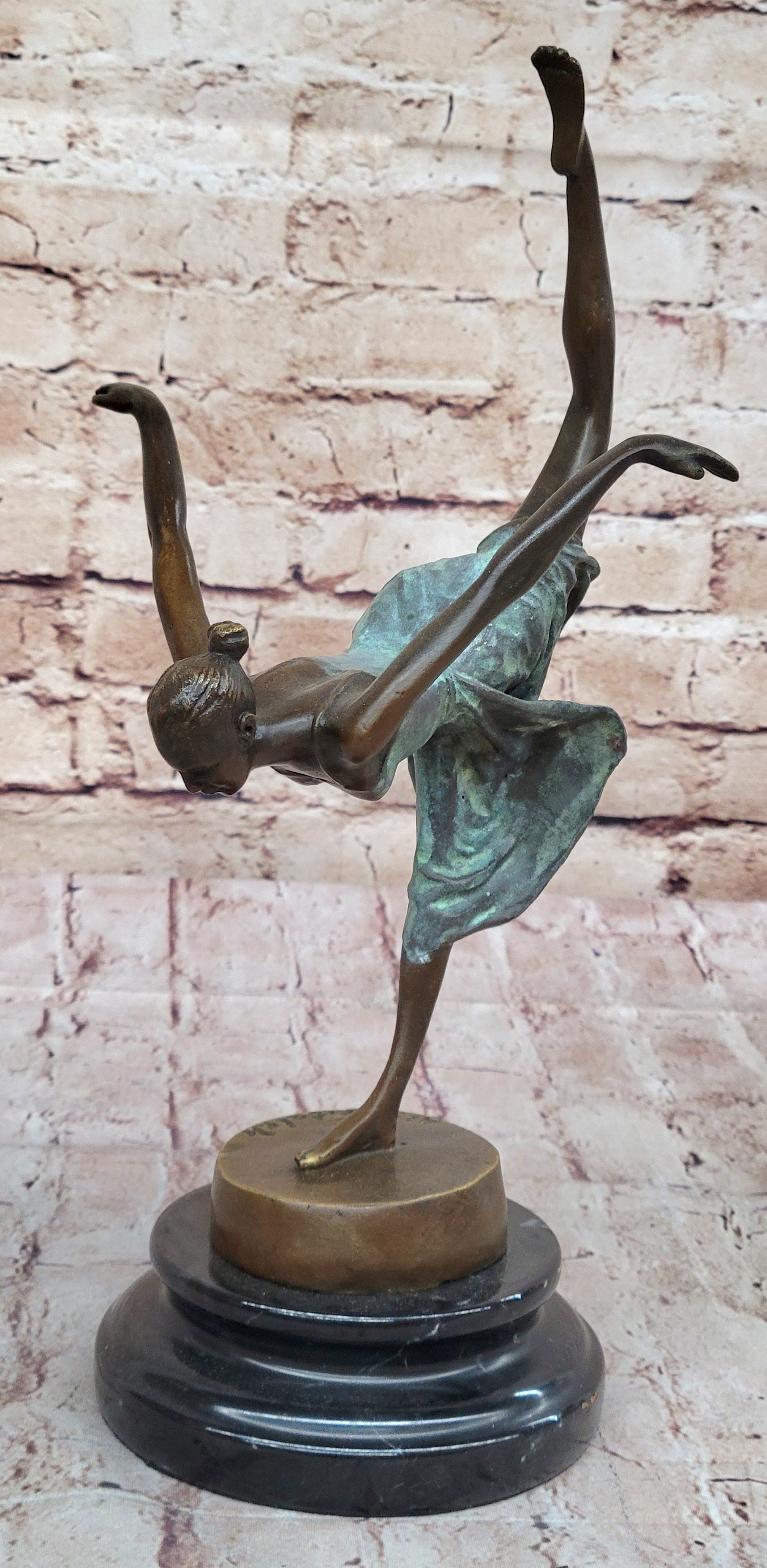 Hot Cast Bronze Dancer Girl w/ Green Patina - Aldo Vitaleh