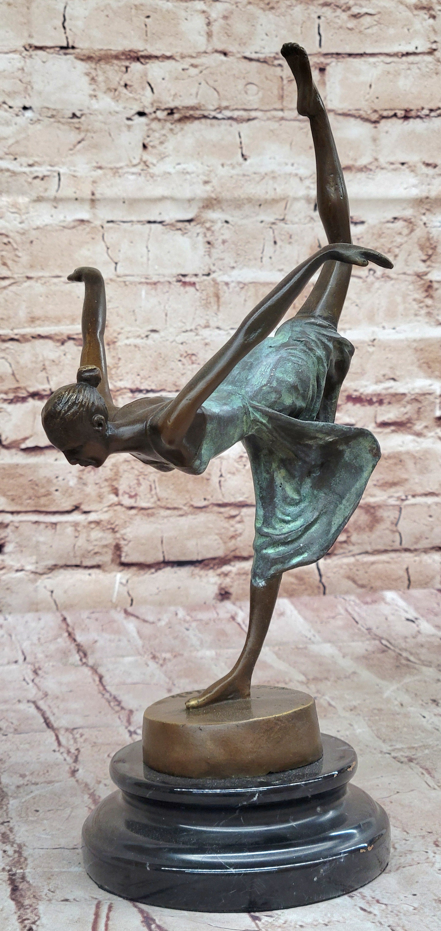 Hot Cast Bronze Dancer Girl w/ Green Patina - Aldo Vitaleh