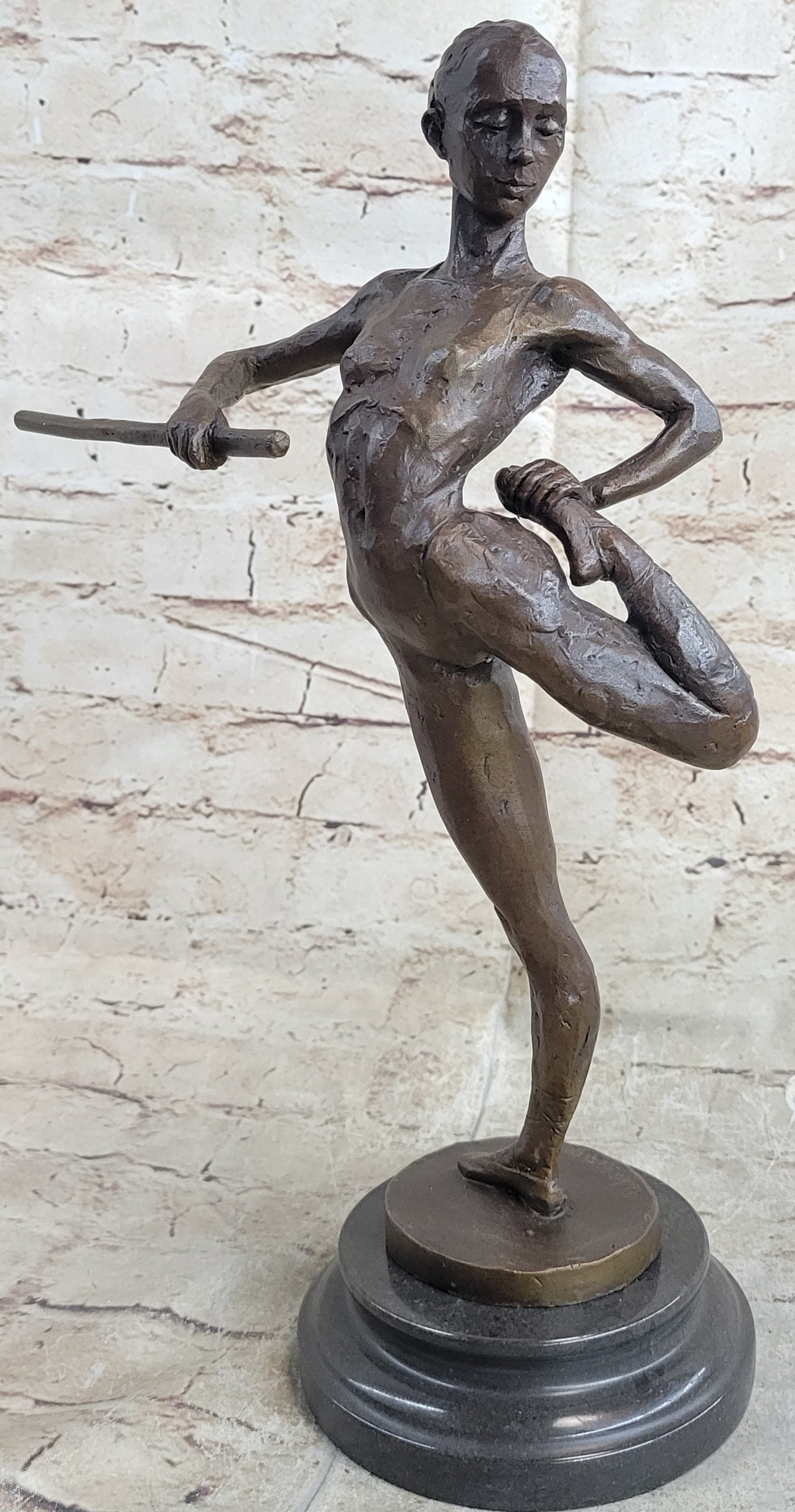 Ballerina Dancer Bronze Sculpture on Marble Base 14" x 8.5"