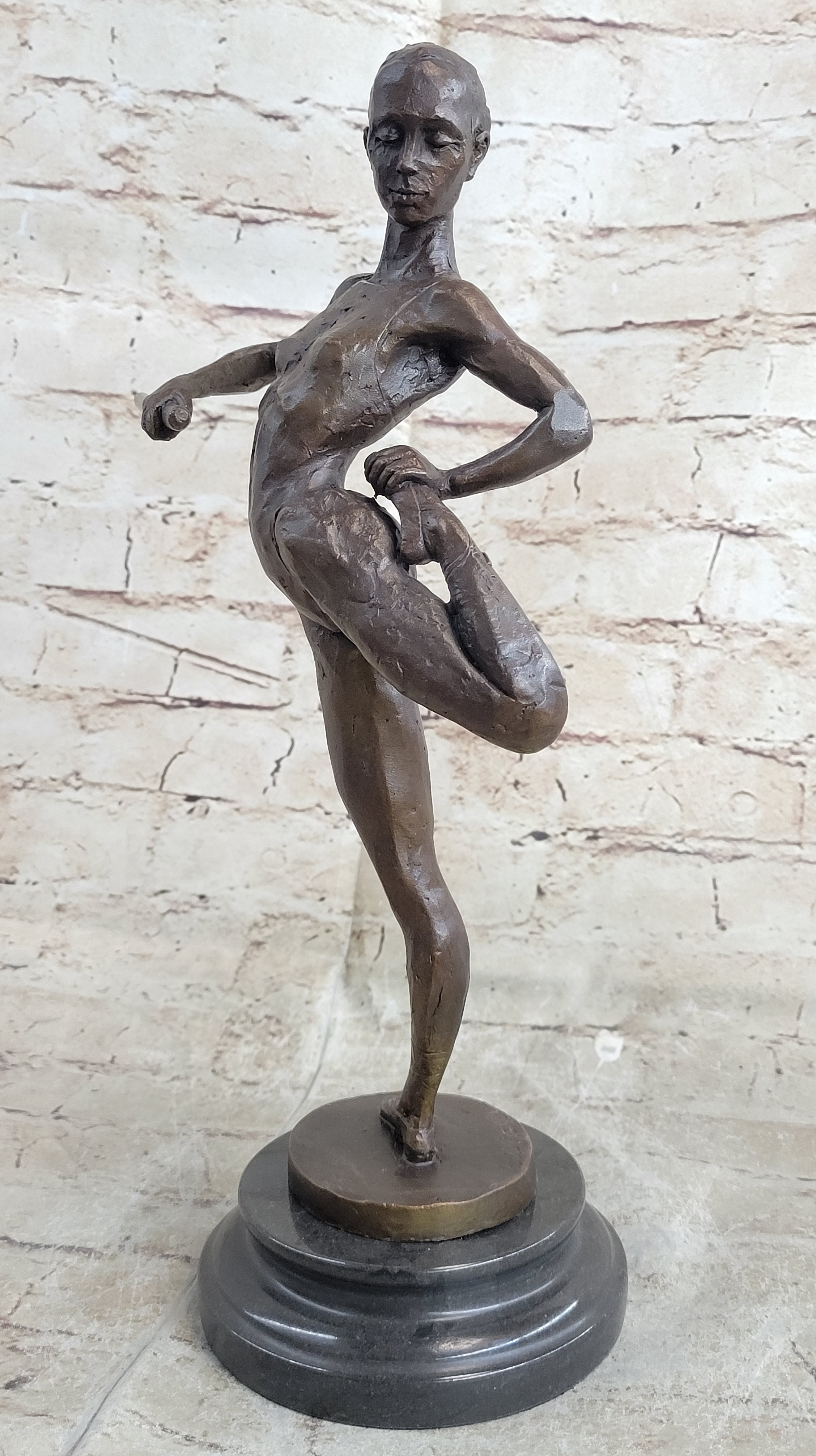 Ballerina Dancer Bronze Sculpture on Marble Base 14" x 8.5"