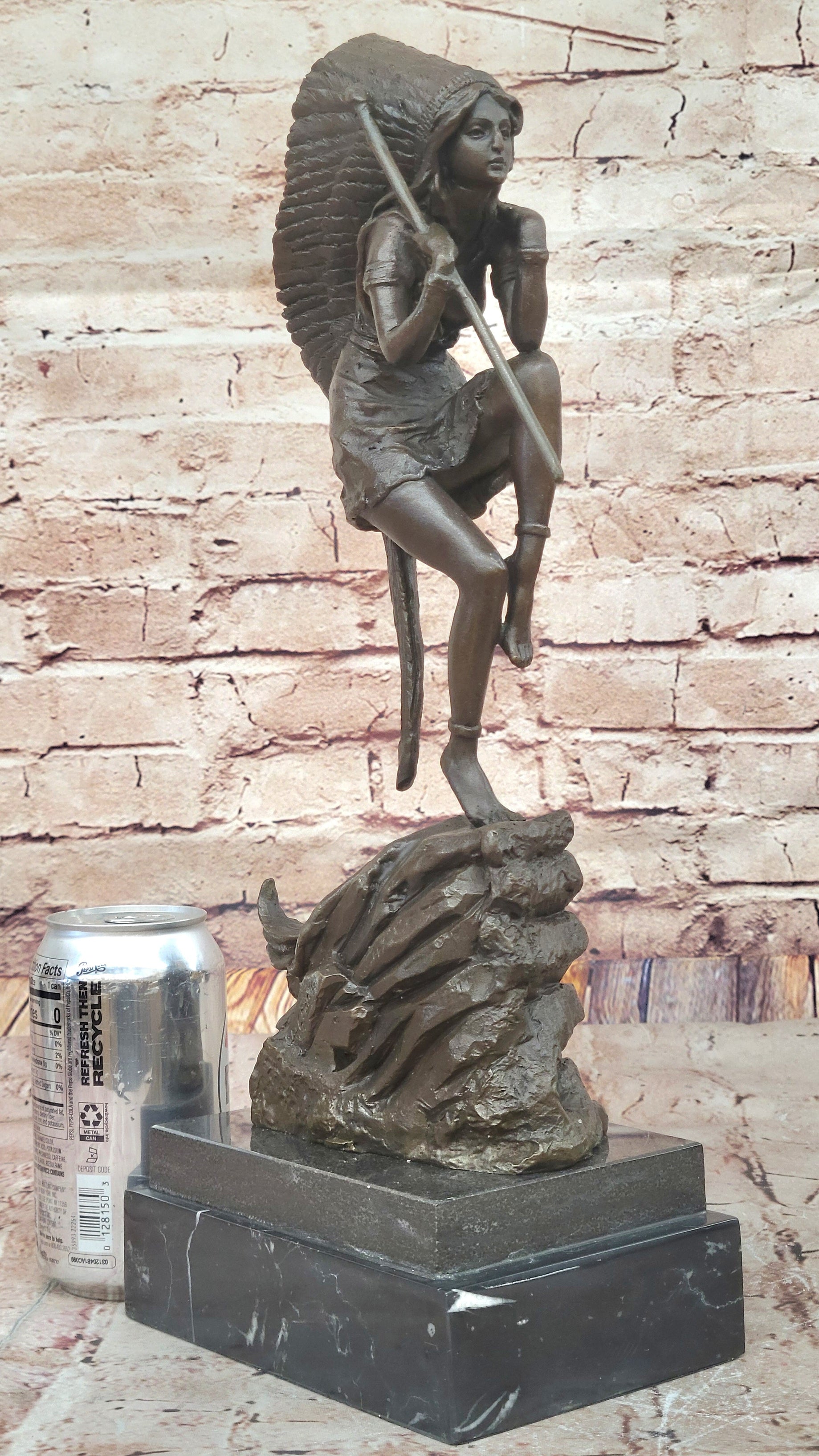 Native American Indian Woman Tribal Medicine Dance Shaman Bronze