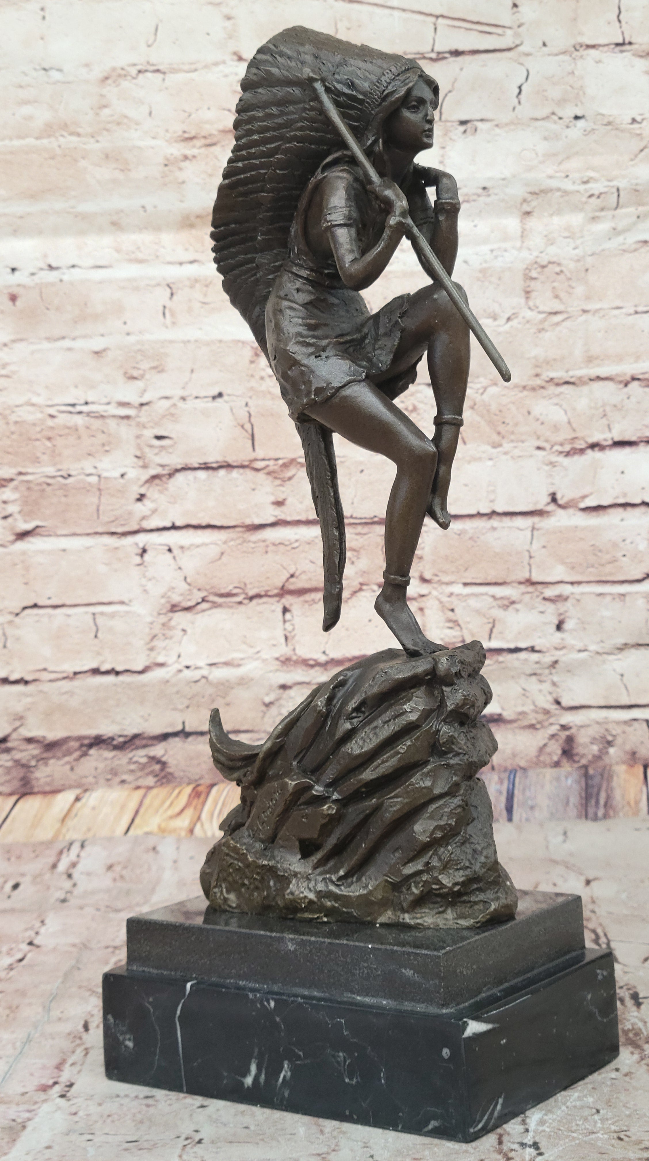 Native American Indian Woman Tribal Medicine Dance Shaman Bronze