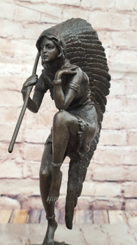Native American Indian Woman Tribal Medicine Dance Shaman Bronze