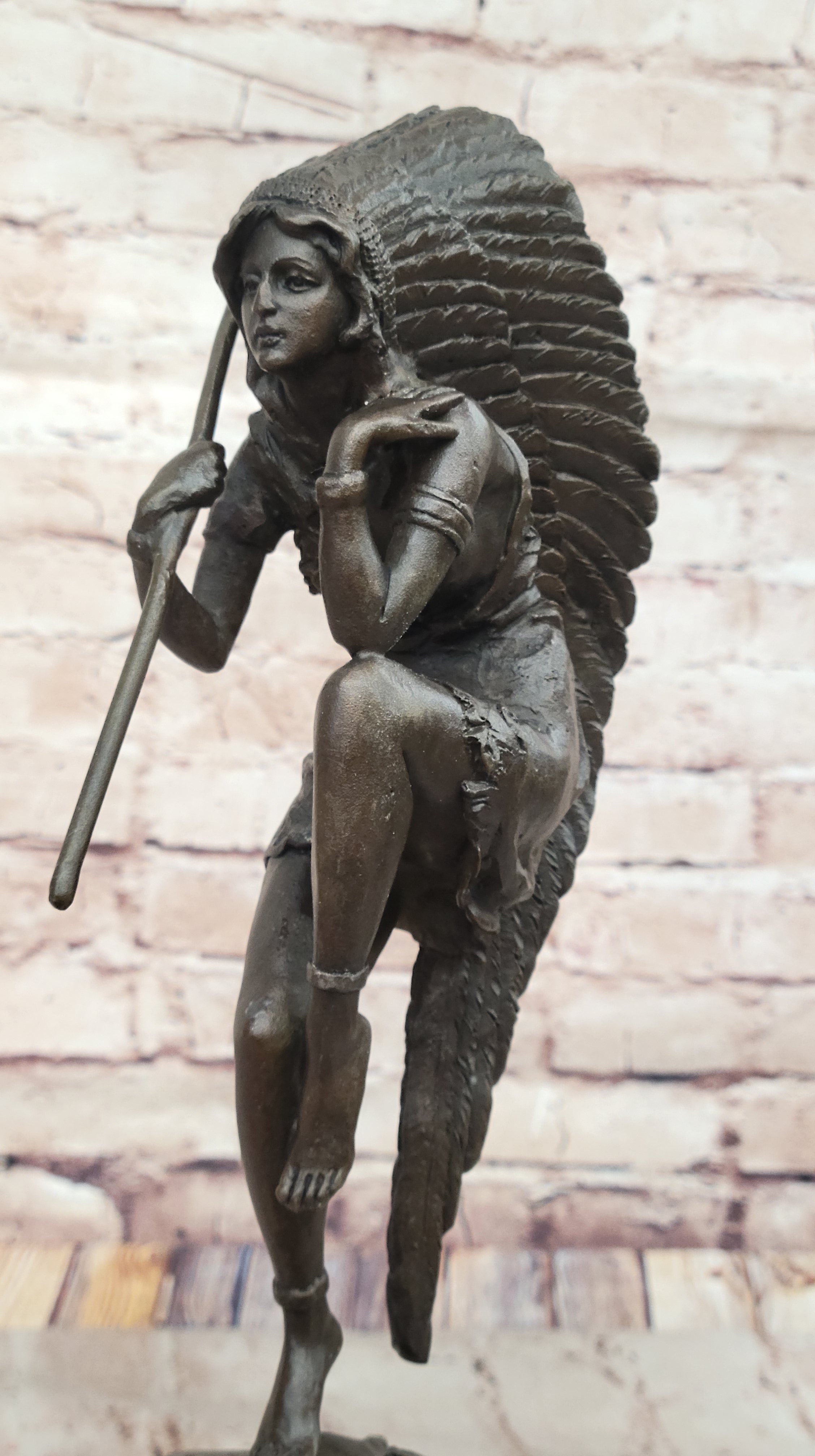 Native American Indian Woman Tribal Medicine Dance Shaman Bronze