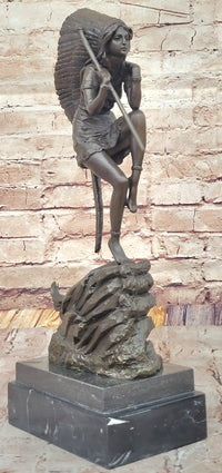 Native American Indian Woman Tribal Medicine Dance Shaman Bronze