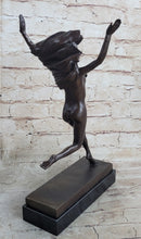 100% Solid Bronze Nude Woman Running in the Street Sculpture Figure