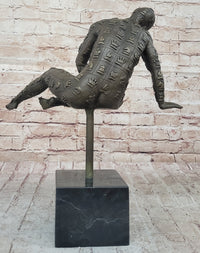 Man with Chess Figures Bronze Metal Sculpture Salvador Dali 17"