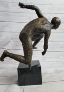 Running for the Money Bronze Metal Sculpture Statue of Man Covered in Currency Symbols 17" x 17"
