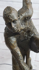 Running for the Money Bronze Metal Sculpture Statue of Man Covered in Currency Symbols 17" x 17"