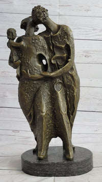 Salvador Dali Abstract Couple with Baby Bronze Sculpture