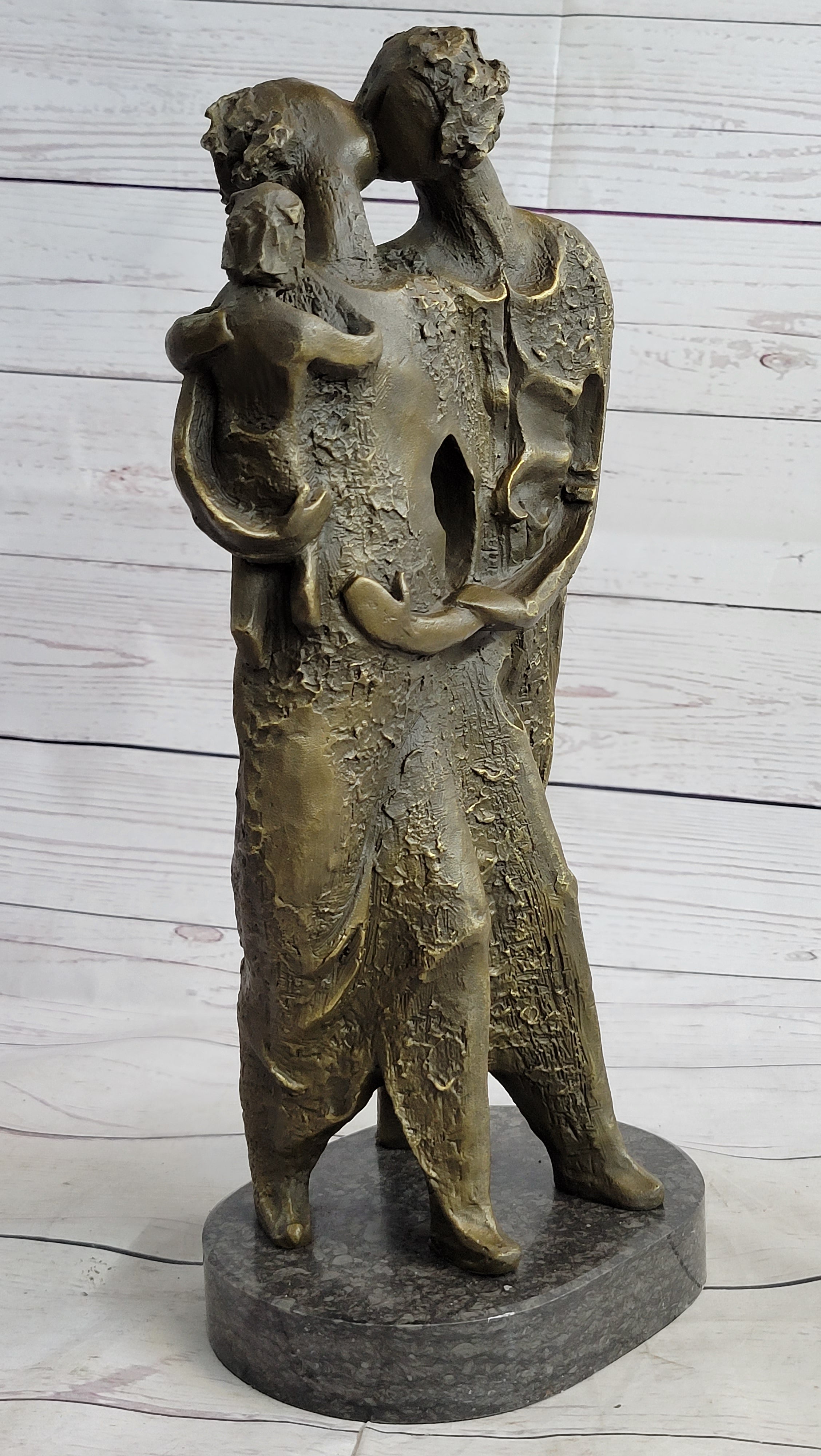 Salvador Dali Abstract Couple with Baby Bronze Sculpture