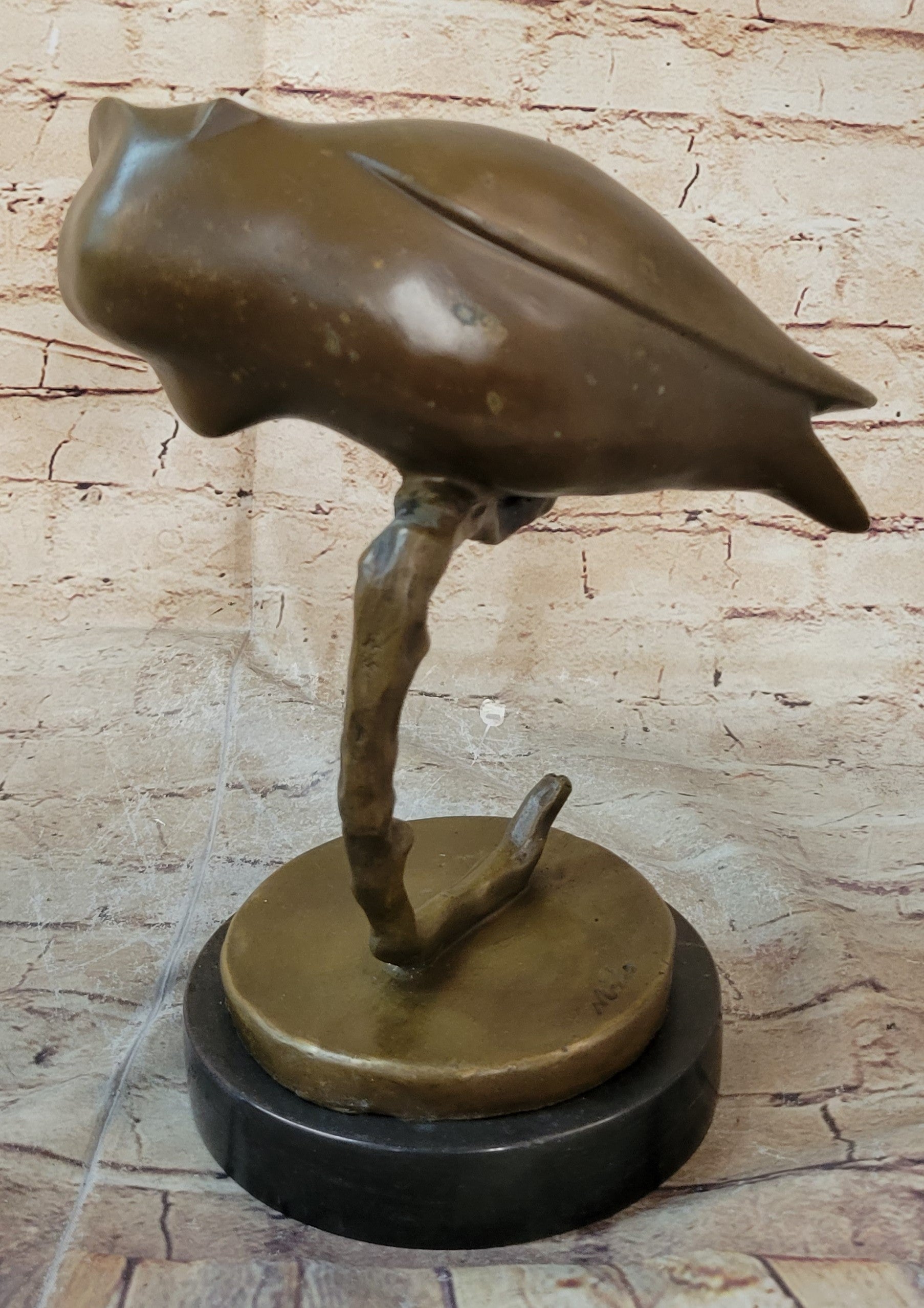 Modern Art Abstract Owl Bird Figure on Marble Base 10" x 10"