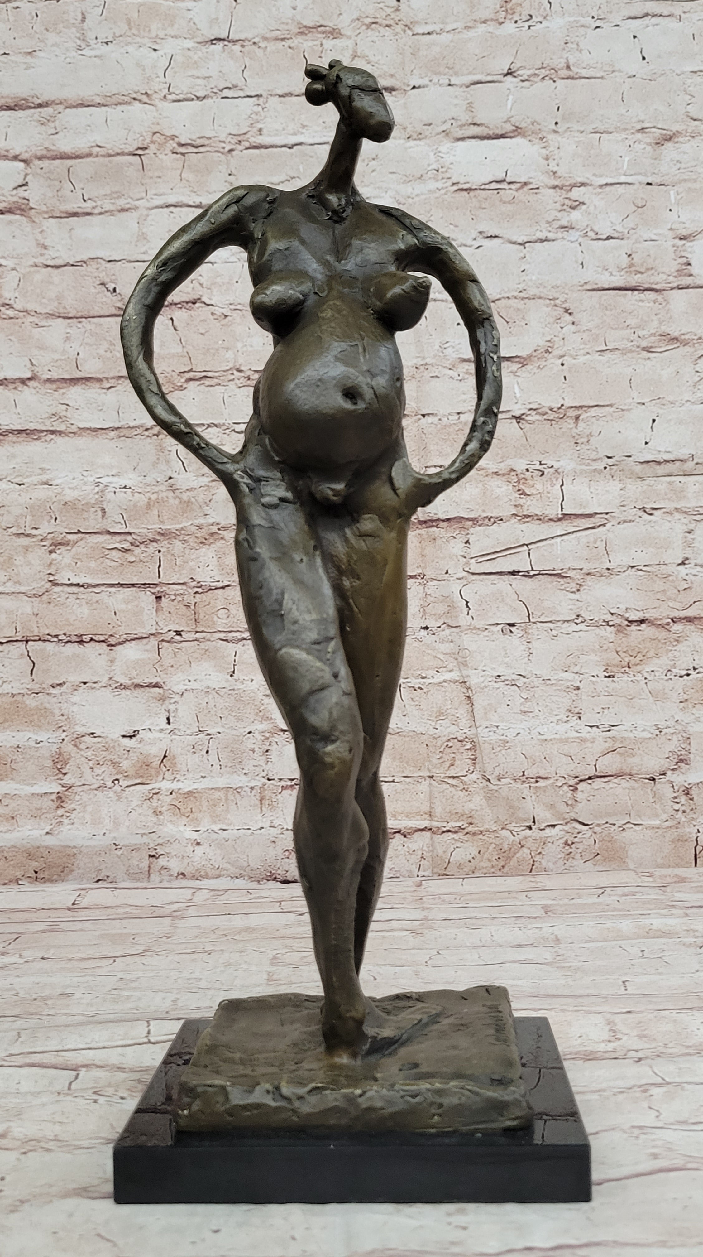 Pregnant Female Abstract Surreal Bronze Figure Statue Sculpture Salvador Dali 16" x 6"