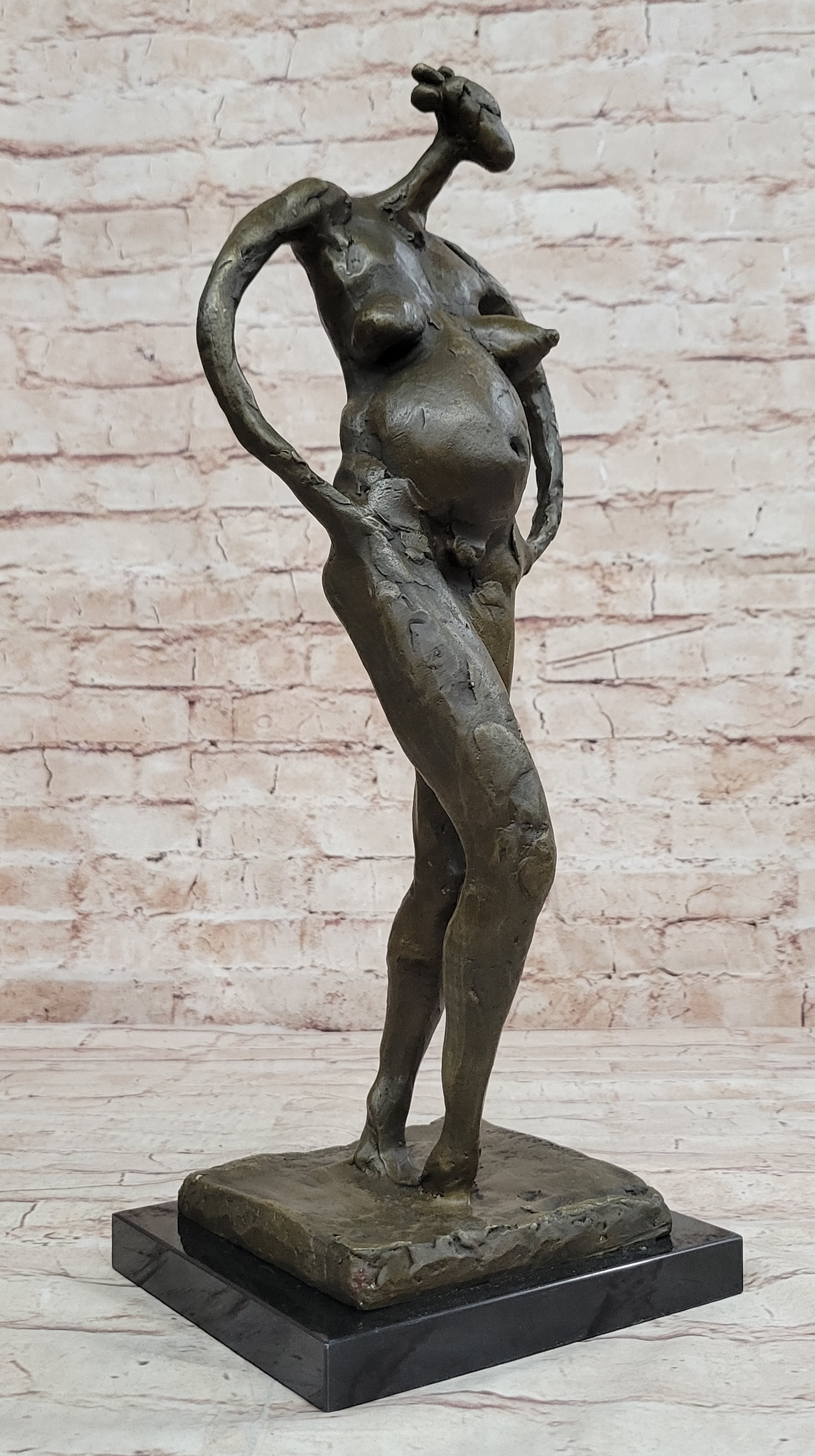 Pregnant Female Abstract Surreal Bronze Figure Statue Sculpture Salvador Dali 16" x 6"