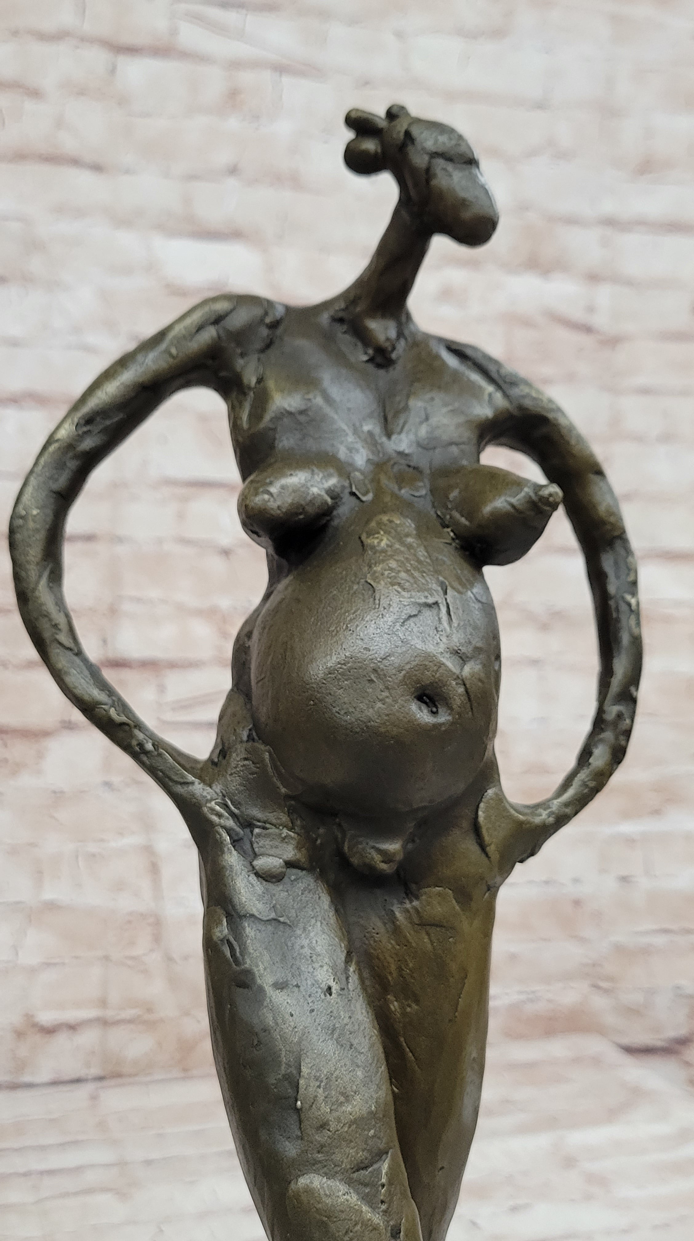Pregnant Female Abstract Surreal Bronze Figure Statue Sculpture Salvador Dali 16" x 6"
