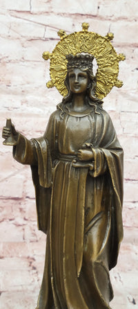 Saint Barbara Bronze Sculpture Catholic Religious Figure Fine Art Collectible