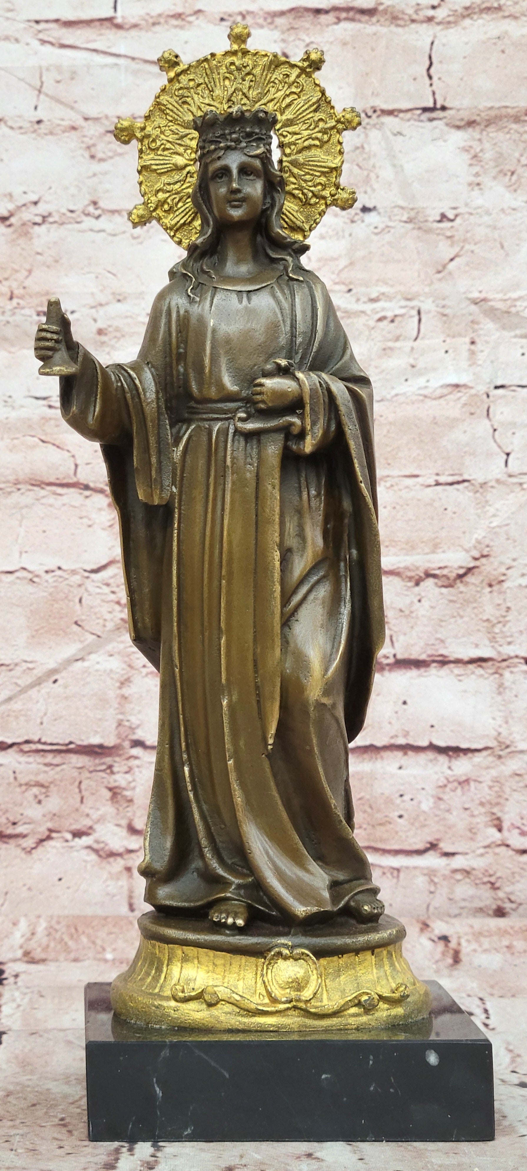 Saint Barbara Bronze Sculpture Catholic Religious Figure Fine Art Collectible