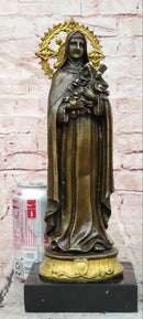 Bronze statue LITTLE FLOWER OF JESUS Clutching a Cross Hot Cast Classic Artwork