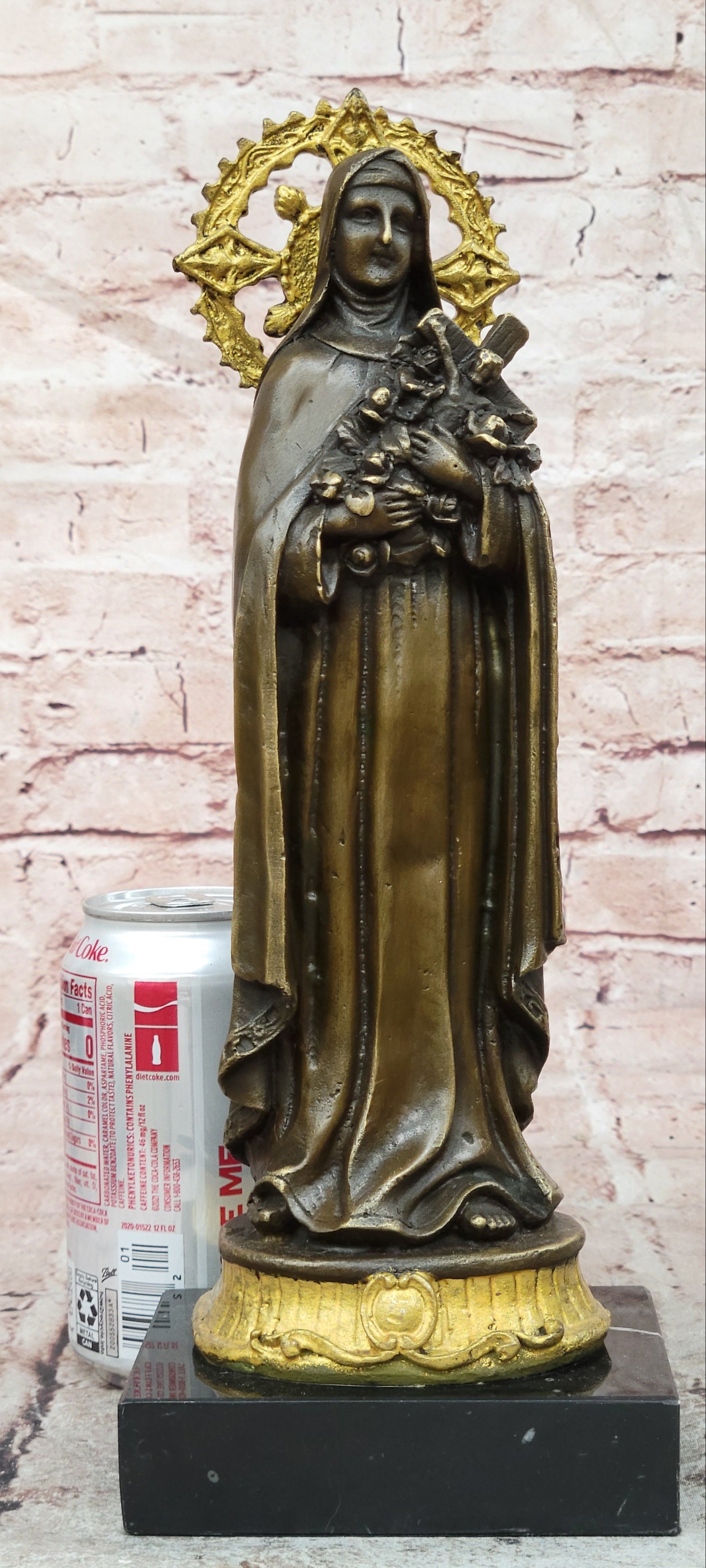 Bronze statue LITTLE FLOWER OF JESUS Clutching a Cross Hot Cast Classic Artwork